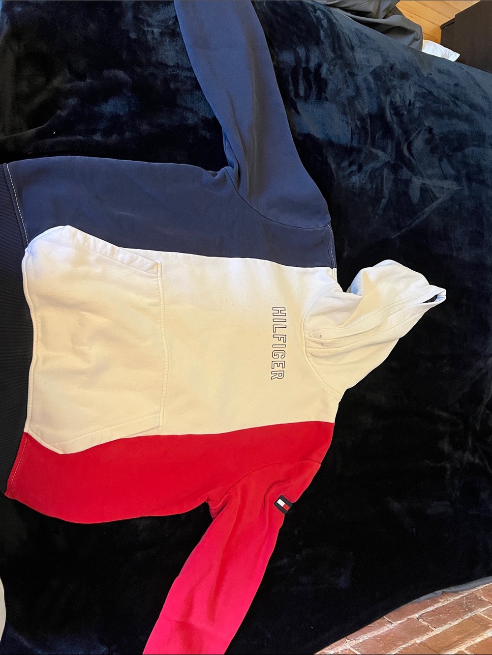 Tommy Hilfiger Colorblock Pullover Hoodie in Navy, White & Red